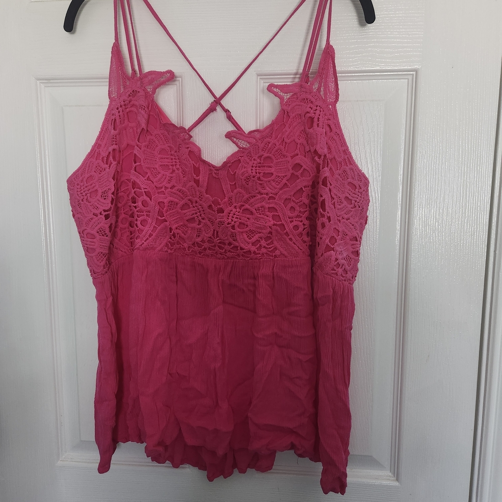 Pink Lace Sleeveless Top
